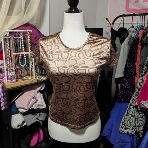 Brown Golden Snake Print Women's Top